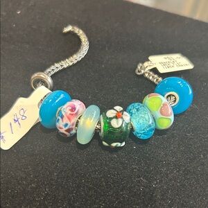 Troll Blue and Green Beaded Bracelet